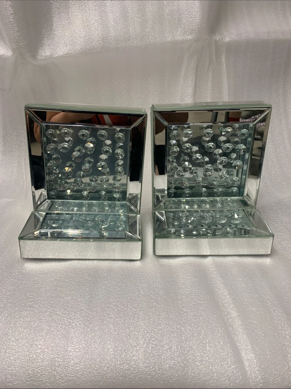 Z Gallerie Silver Mirrored Crystal Bookends Cascade